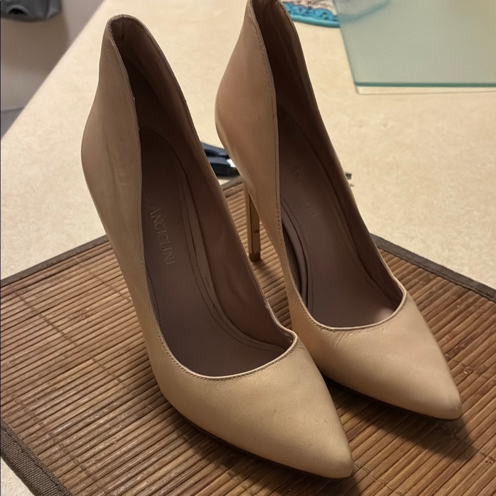 Enzo Angiolini Tan Heels Classic Pointed-Toe Pumps